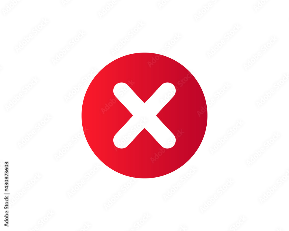 Cross mark icon. Deny, close, wrong mark symbol. Negative check mark logo flat icon