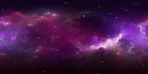360 degree space nebula panorama, equirectangular projection, environment map. HDRI spherical panorama. Space background with nebula and stars