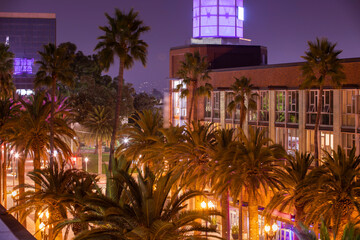 Wall Mural - Night descends on the skyline of the Anaheim, California USA.