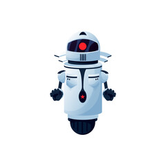 Aufkleber - Humanoid robot isolated futuristic cyborg on one wheel. Vector digital character with big eye on head. Modern artificial intelligence electronic space automaton. Kids toy, white robotic friendly bot