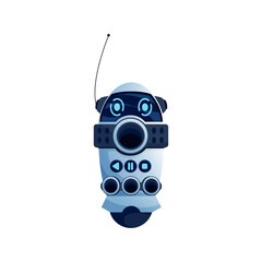 Aufkleber - Control panel of robot with stop, record and play button isolated robotic automation with antenna. Vector remote controller, handle control joystick of kids toy or robotic automation, ai technology