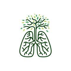 tree root lung breath logo vector icon illustration