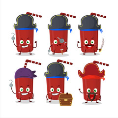 Wall Mural - Cartoon character of red cardboard cup with various pirates emoticons