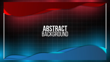 Wall Mural - black abstract mat geometric red and blue background elegant futuristic glossy red and blue light wi