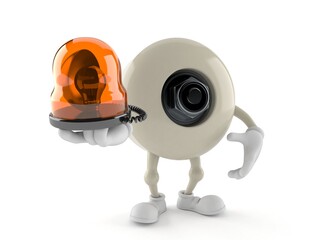 Sticker - Skateboard wheel character holding emergency siren