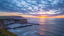 Staithes Harbour Sunset Timelapse North Yorkshire Heritage Coast