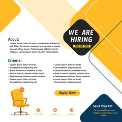 Wall Mural - Job recruitment design for companies. Square social media post layout. We are hiring banner, poster, flyer, background template