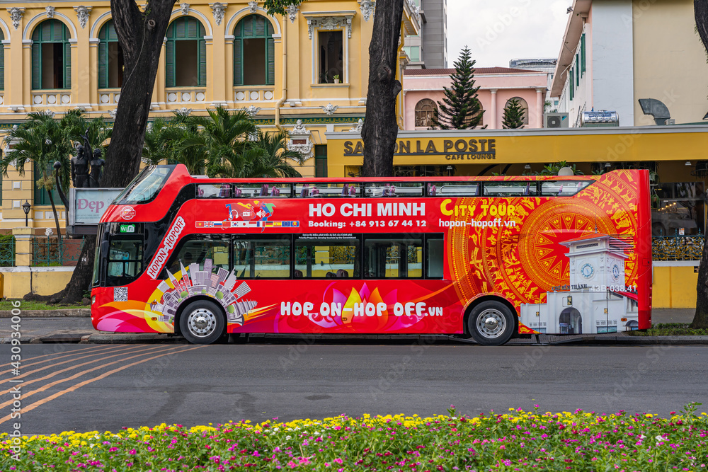 HO CHI MINH CITY, VIETNAM - April 26 2021: double decker bus for ...