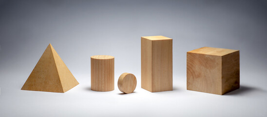 Three-dimensional geometric objects on white background. Studio shot