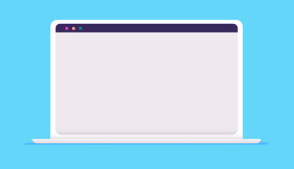 Poster - White laptop on light blue background with blank screen - Unbranded computer vector illustration.