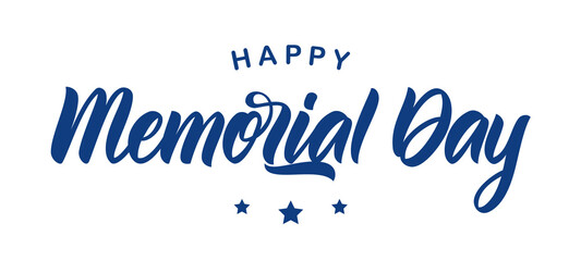 Wall Mural - vector calligraphic lettering composition of happy memorial day on white background.