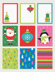 Wall Mural - cheerful christmas set design include christmas note, christmas card and christmas pattern