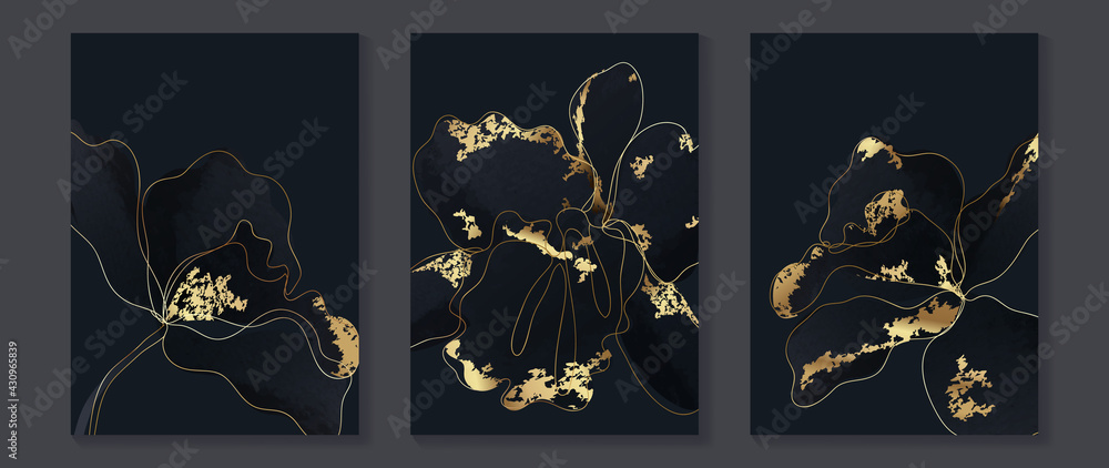 Abstract flower Math art background vector. Modern block color art wallpaper. Geometric marbling gold style texture. Cubism s low-poly backgrounds. Good for wall art, poster, invite and cover. - obrazy, fototapety, plakaty 