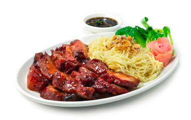 BBQ Roast Pork with Sweet Sauce and Egg Noodles Recipe Hong Kong Red Pork Style