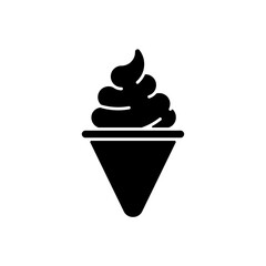 Wall Mural - Ice cream cone black glyph icon. Cone-shaped frozen pastry. Soft serve. Frozen ingredients. Mixture from milk, sugar. Waffle cone, poke. Silhouette symbol on white space. Vector isolated illustration