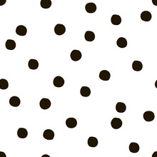 Quirky Round Shapes Vector Seamless Pattern. Black White Confetti Festal Party Design. Hand Drawn Geometric Abstract Polka Dots Childish Background