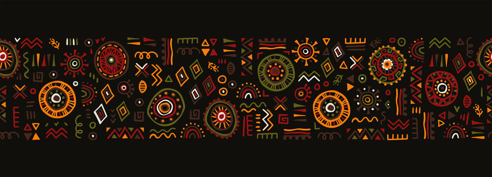 Hand drawn abstract seamless pattern, ethnic background, african style - great for textiles, banners, wallpapers, wrapping - vector design