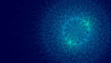 Fototapeta Zachód słońca - abstract chaotic blue glowing lines background