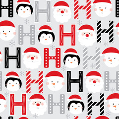 Sticker - christmas seamless pattern with santa claus, snowman and penguin design