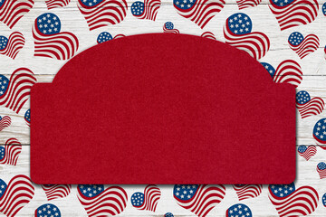 Canvas Print - USA frame with illustration red, white and blue USA heart stars