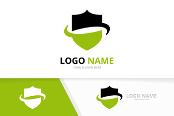 Poster - Abstract security logotype design template. Unique shield logo.