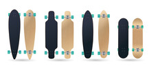 blank different type of longboard skateboard model vector