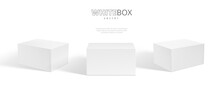 3D White Box With Shadow Isolated On Background