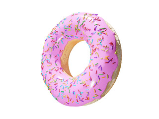 Strawberry flavored donuts Rainbow sugar sprinkles Isolated white background 3D rendering