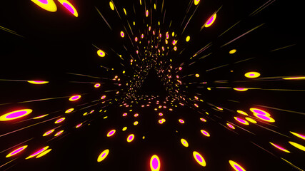 Wall Mural - abstract seamless loop of 3d renders yellow and pink neon circular abstract motion background inside