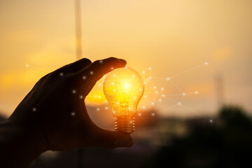 Wall Mural - concept creativity with bulbs that shine glitter.