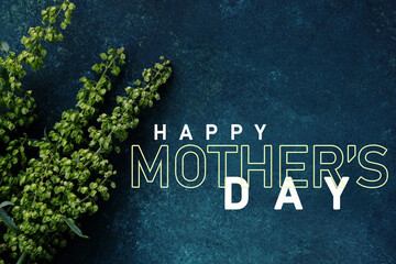 Sticker - Mothers day text with dark blue texture background for holiday graphic.