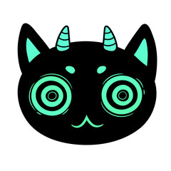 black cartoon animal head with big eyes