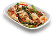 stir fried fresh squid with kampot pepper, cambodian cuisine
