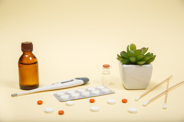 Wall Mural - A photo of different medical tablets and pills