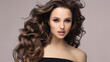 © Sofia Zhuravetc - Beauty brunette girl with long  and   shiny wavy black hair .  Beautiful   woman model with curly hairstyle .