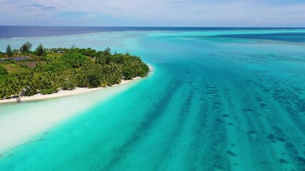 Wall Mural - climate change an rising sea levels concept video, french polynesia. global warming and rising sea l