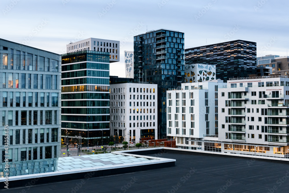 Obraz na płótnie Modern office buildings in Oslo w salonie