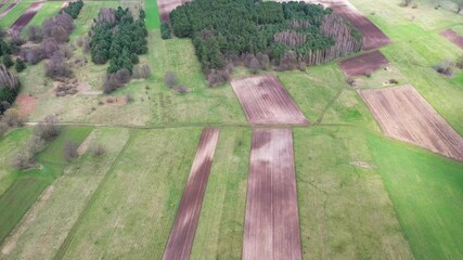 Wall Mural - Fields near Starowola village in Masovian Voivodeship of Poland, 4k video