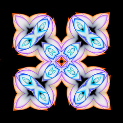 Wall Mural - Abstract kaleidoscopic pattern of rolled color paper strips on black background