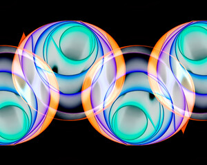 Wall Mural - Kaleidoscopic closeup view of rolled color paper sheets (inverted colors)