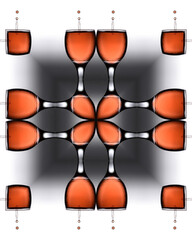 Wall Mural - Kaleidoscopic pattern of a wine glass and cherry juice drop splash 