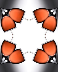 Wall Mural - Kaleidoscopic pattern of a wine glass and cherry juice drop splash 
