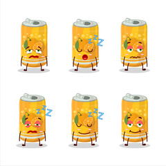 Sticker - Cartoon character of orange soda can with sleepy expression