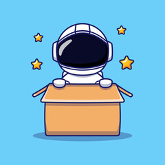 Wall Mural - Cute astronaut in the box