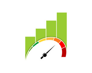 Canvas Print - Speedometer indicator with chart growth up on top