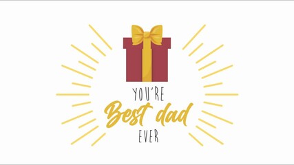 Poster - happy fathers day lettering card with gift