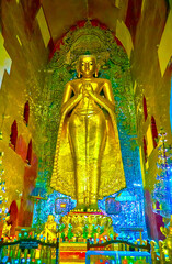 Sticker - The golden Buddha in Ananda shrine, Bagan, Myanmar