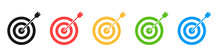Set Of Icons Of Targets For Archery Isolated On A White Background. The Concept Of Achieving A Goal In Business Or In Another Matter. Vector Illustration.