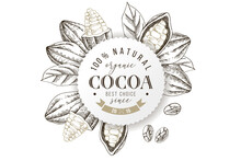 Organic Cocoa Round Label With Type Design