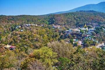 Sticker - Popa town among green forests, Myanmar